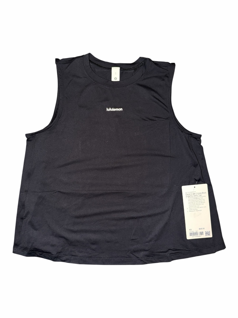 Lululemon Pace Crush Cross-Back Graphic Tank Top Black Size XS NWT